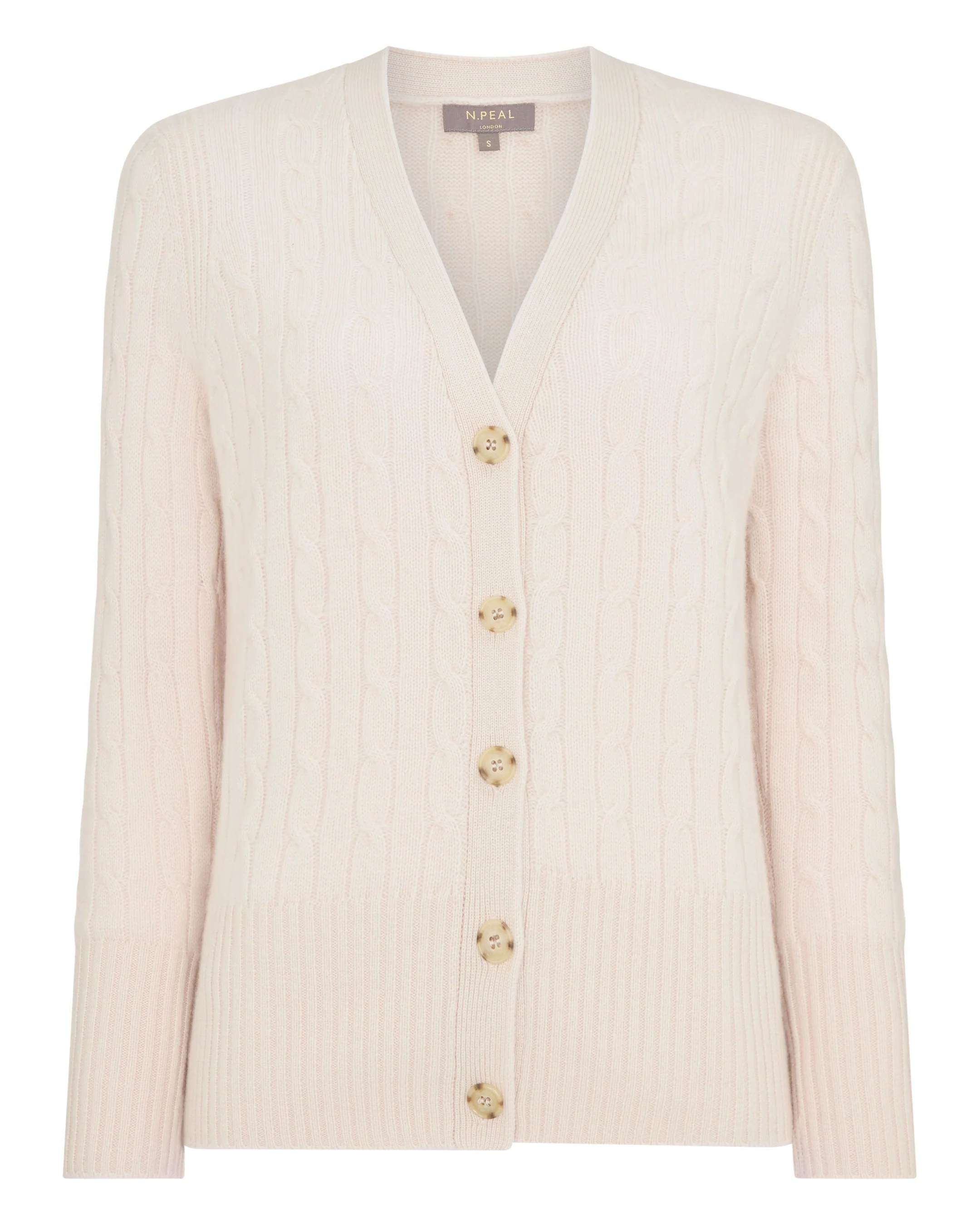 Women's Clara Cable V Neck Cashmere Cardigan Dove Pink - Image 2
