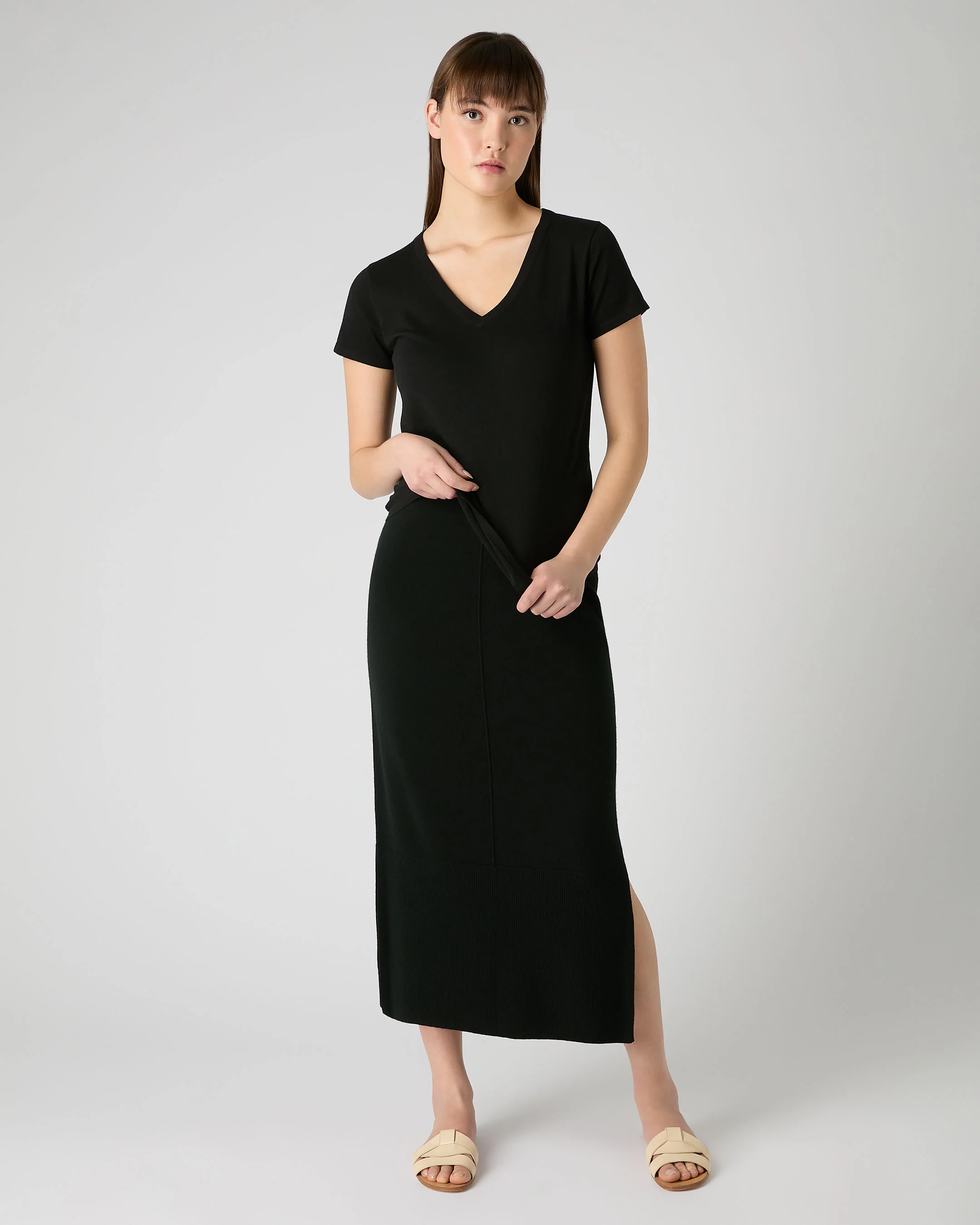 Women's Cotton Cashmere Silk T-Shirt Black - Image 3