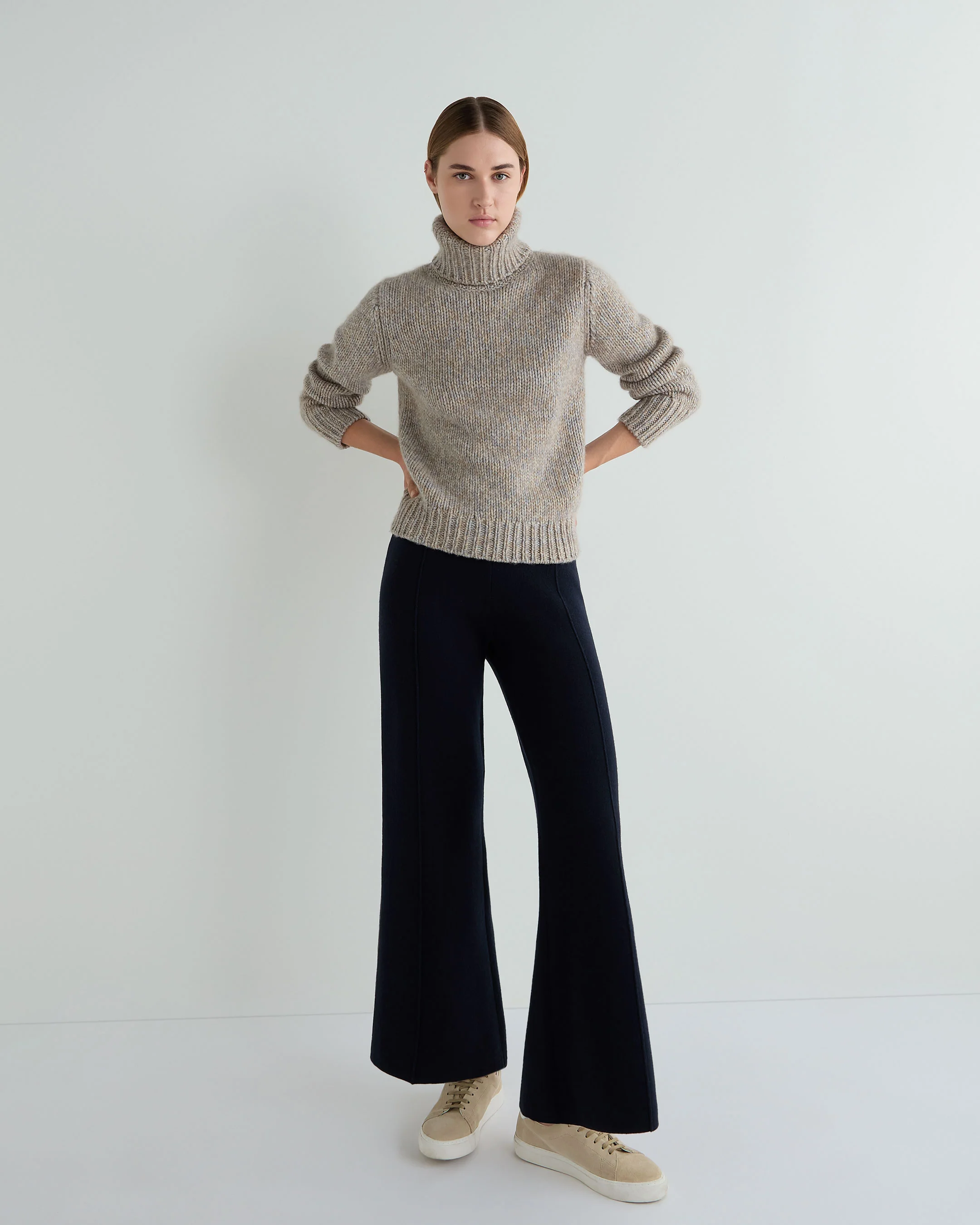 Women's Double Face Trousers Navy Blue - Image 3