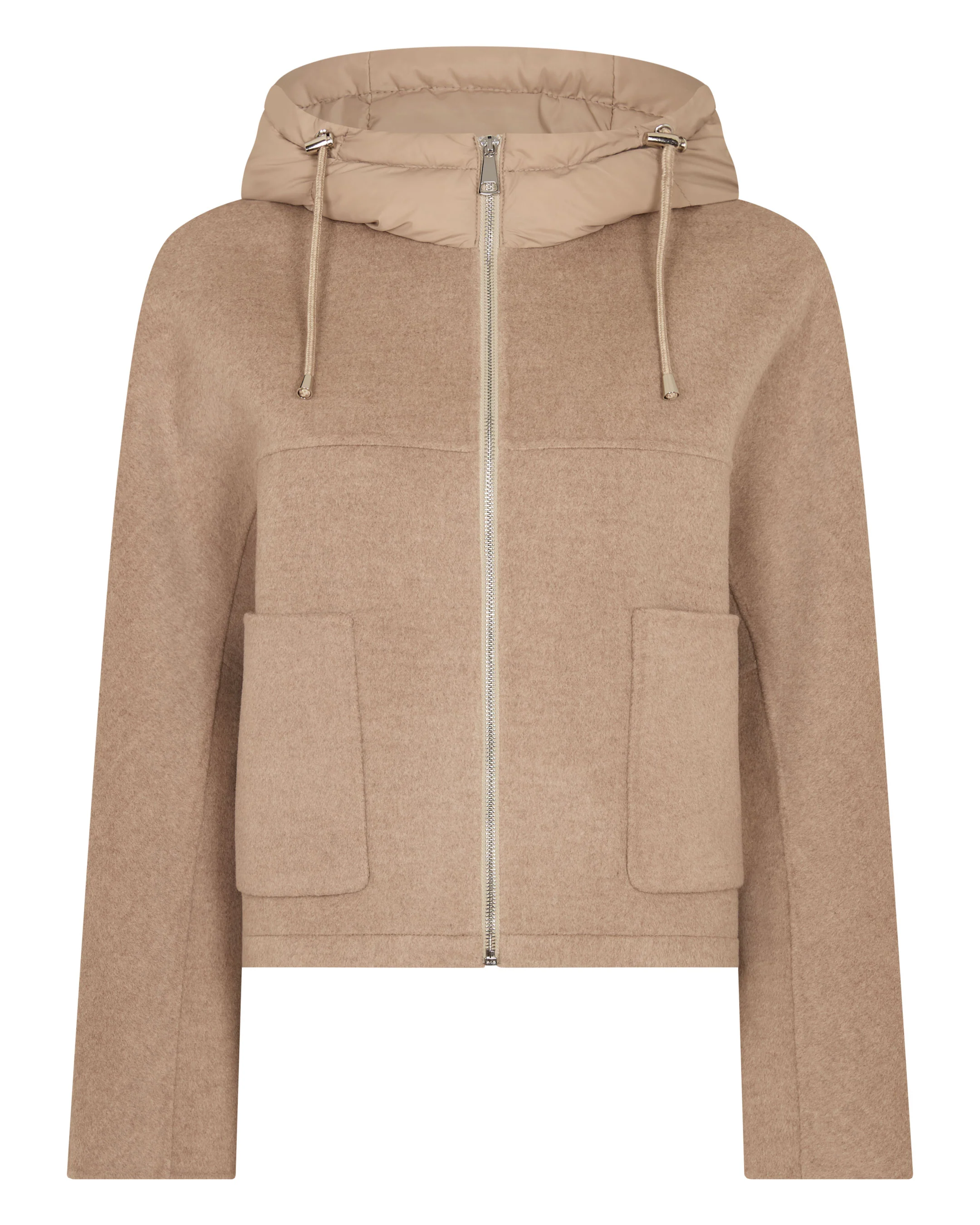 Women's Down Hood Jacket Taupe Brown - Image 2