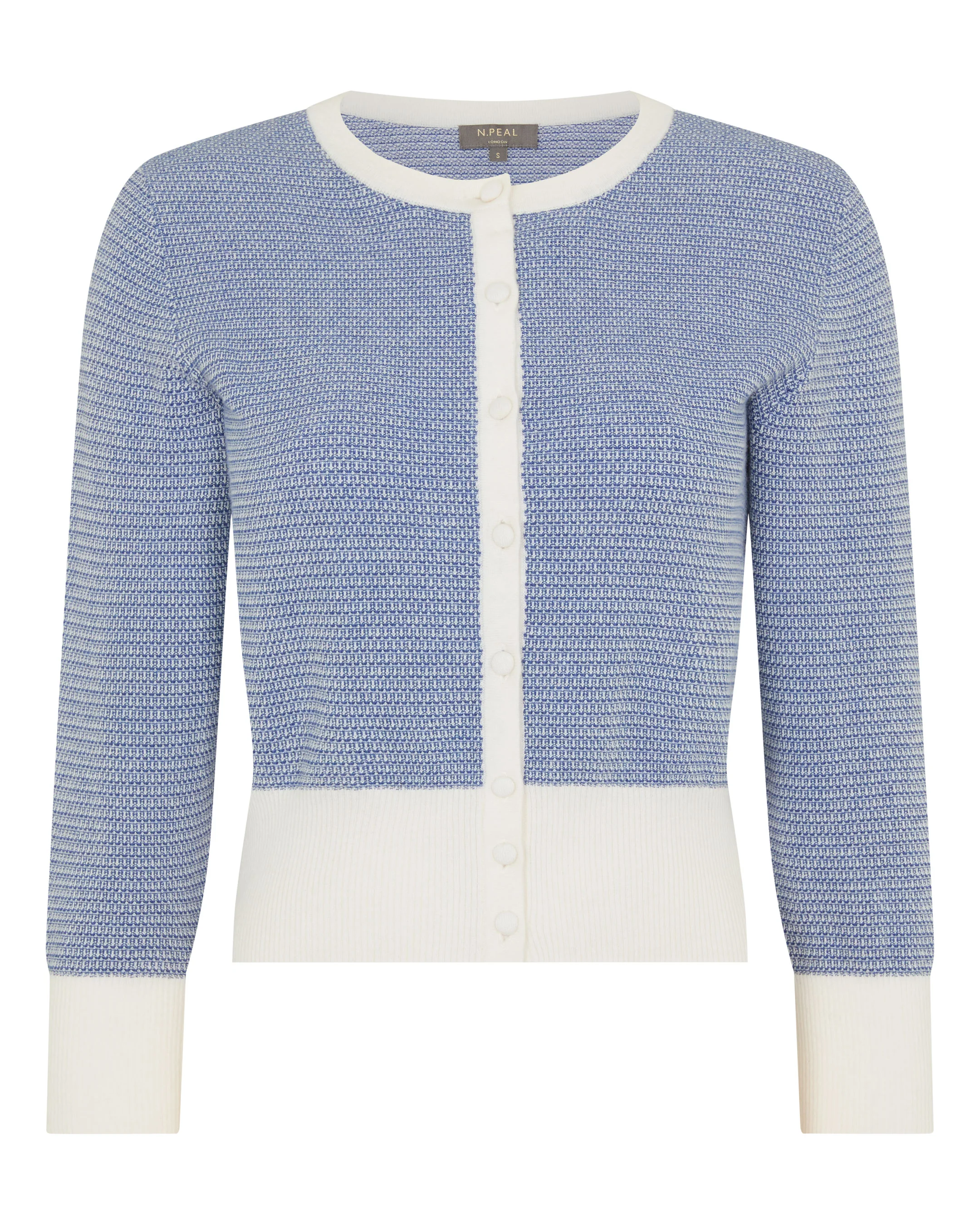 Women's Dulcie Jacquard Silk Cashmere Cardigan Denim Blue - Image 2