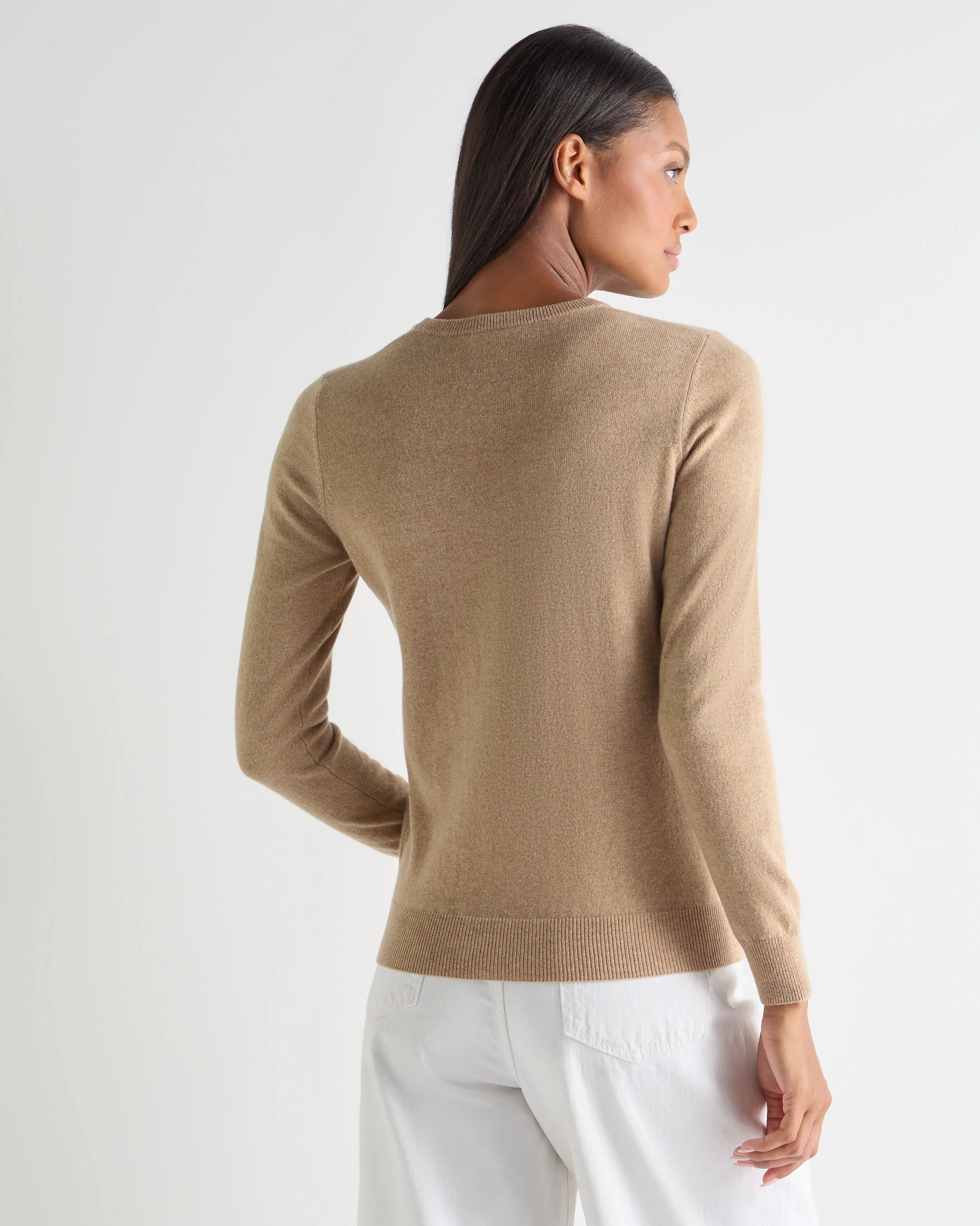 Women's Evie Classic Round Neck Cashmere Jumper Cappuccino Brown - Image 4