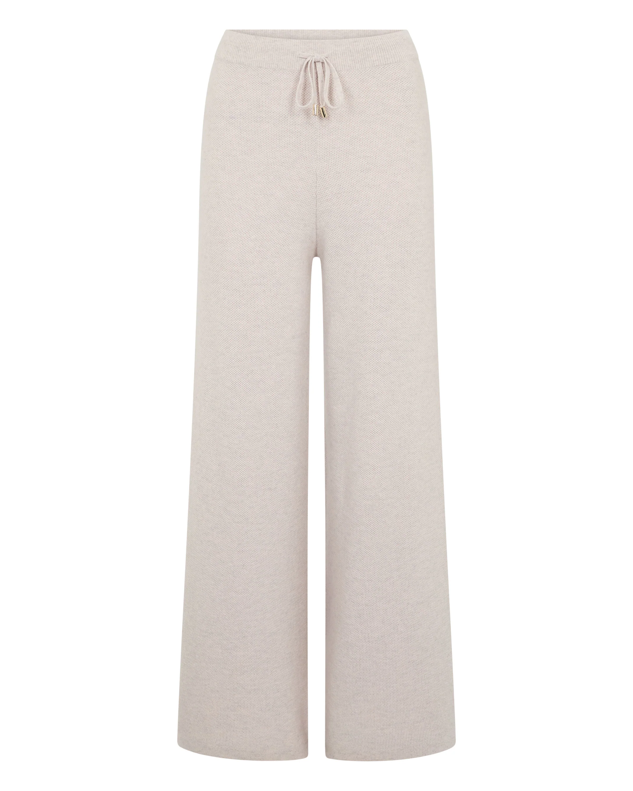 Women's Honeycomb Knit Cashmere Trouser Pebble Grey - Image 2