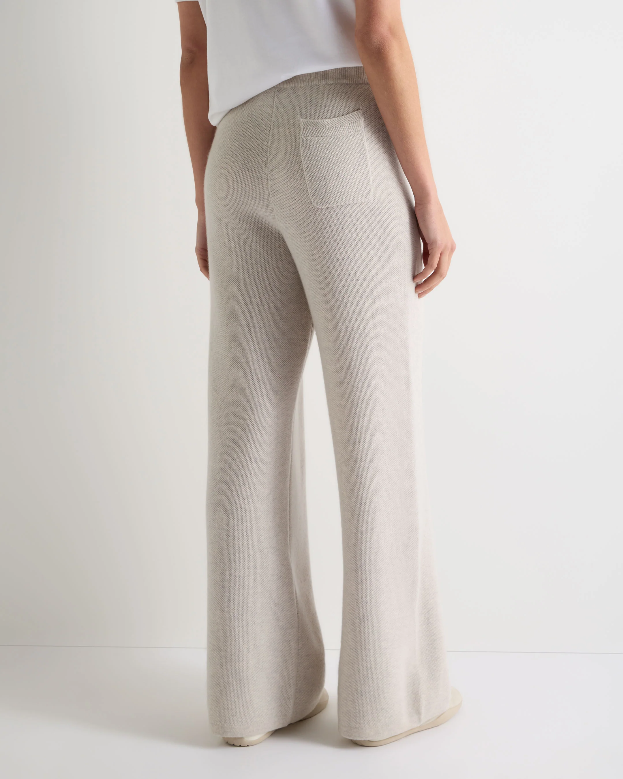 Women's Honeycomb Knit Cashmere Trouser Pebble Grey - Image 4
