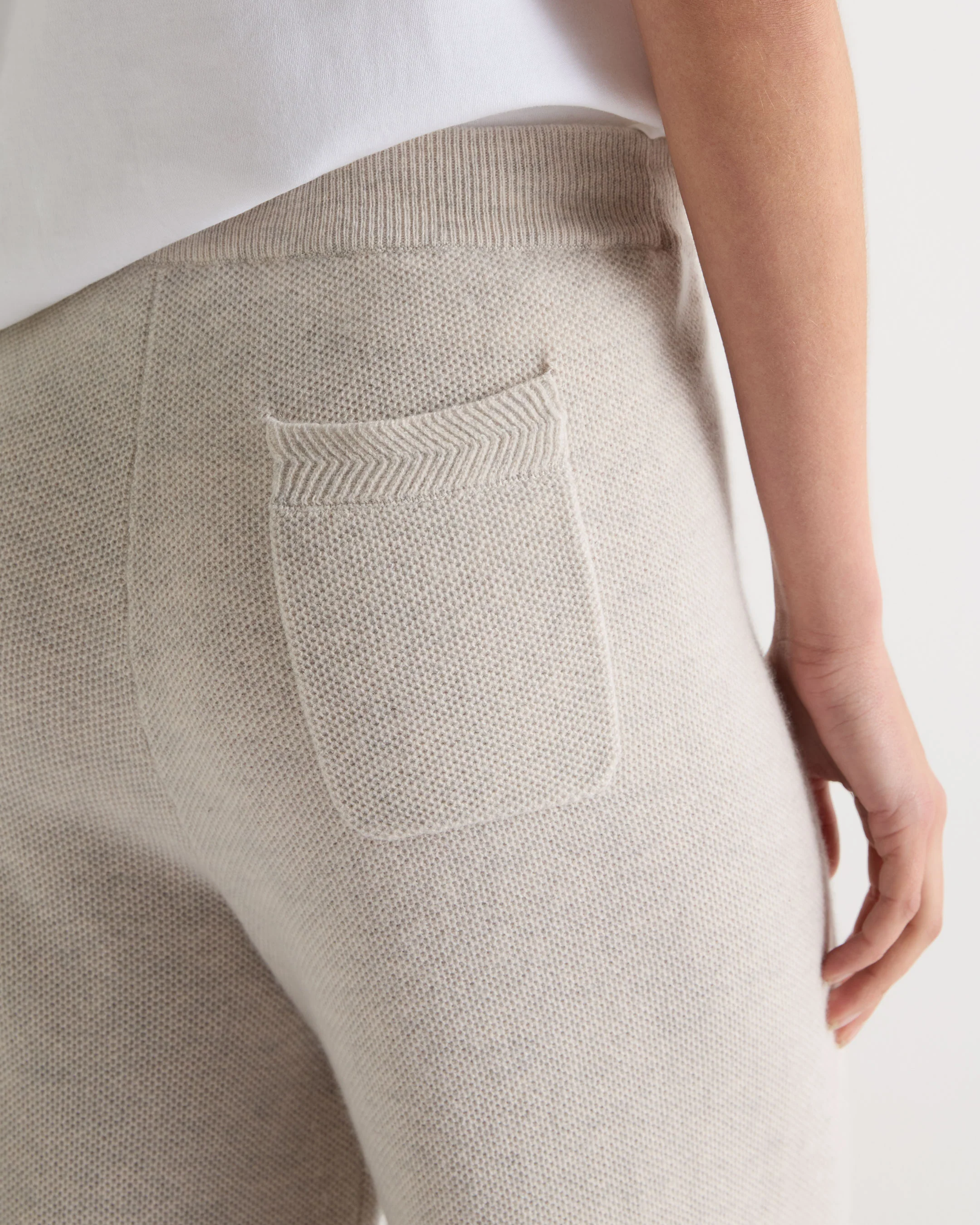 Women's Honeycomb Knit Cashmere Trouser Pebble Grey - Image 5