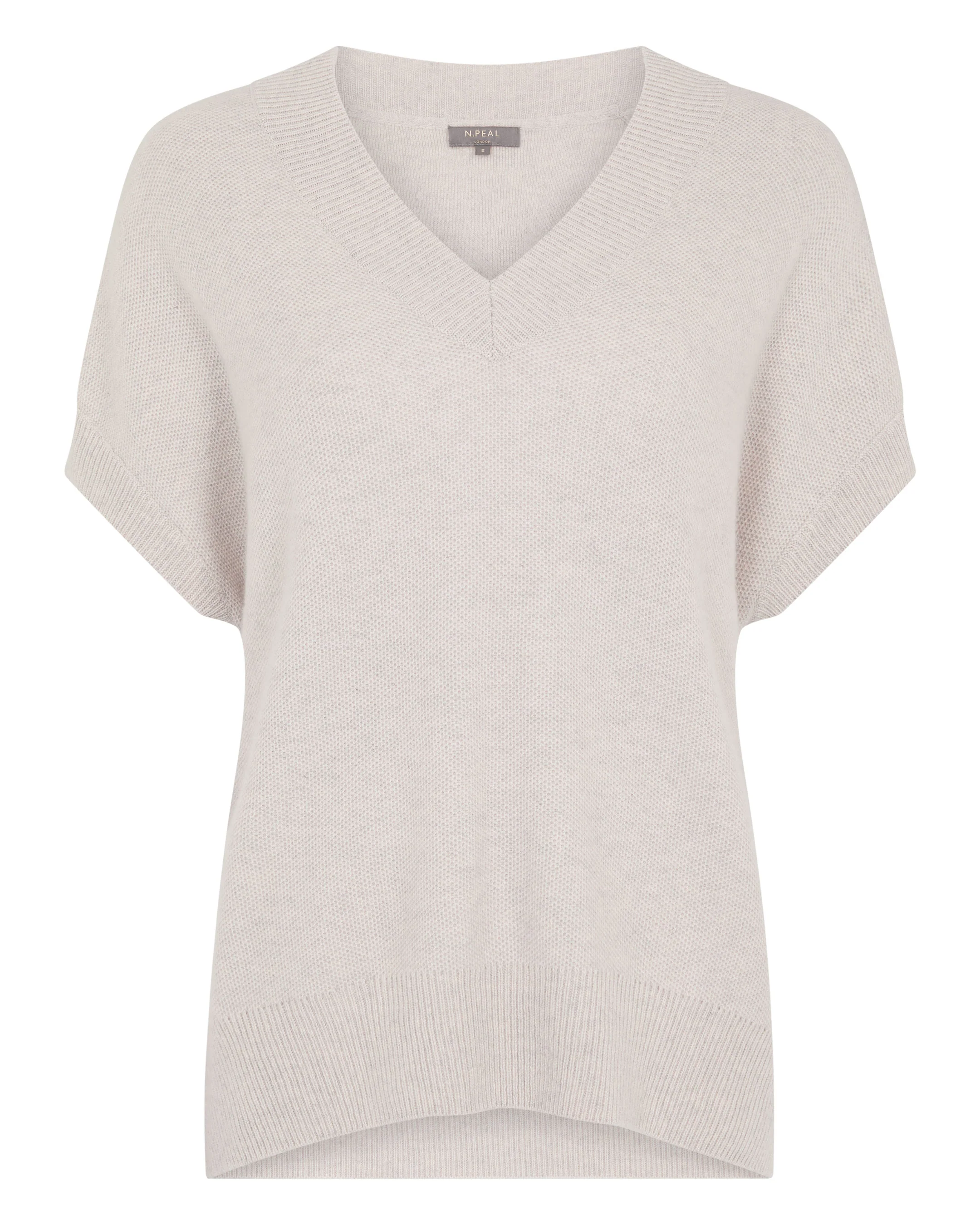 Women's Honeycomb Sleeveless Cashmere Jumper Pebble Grey - Image 2