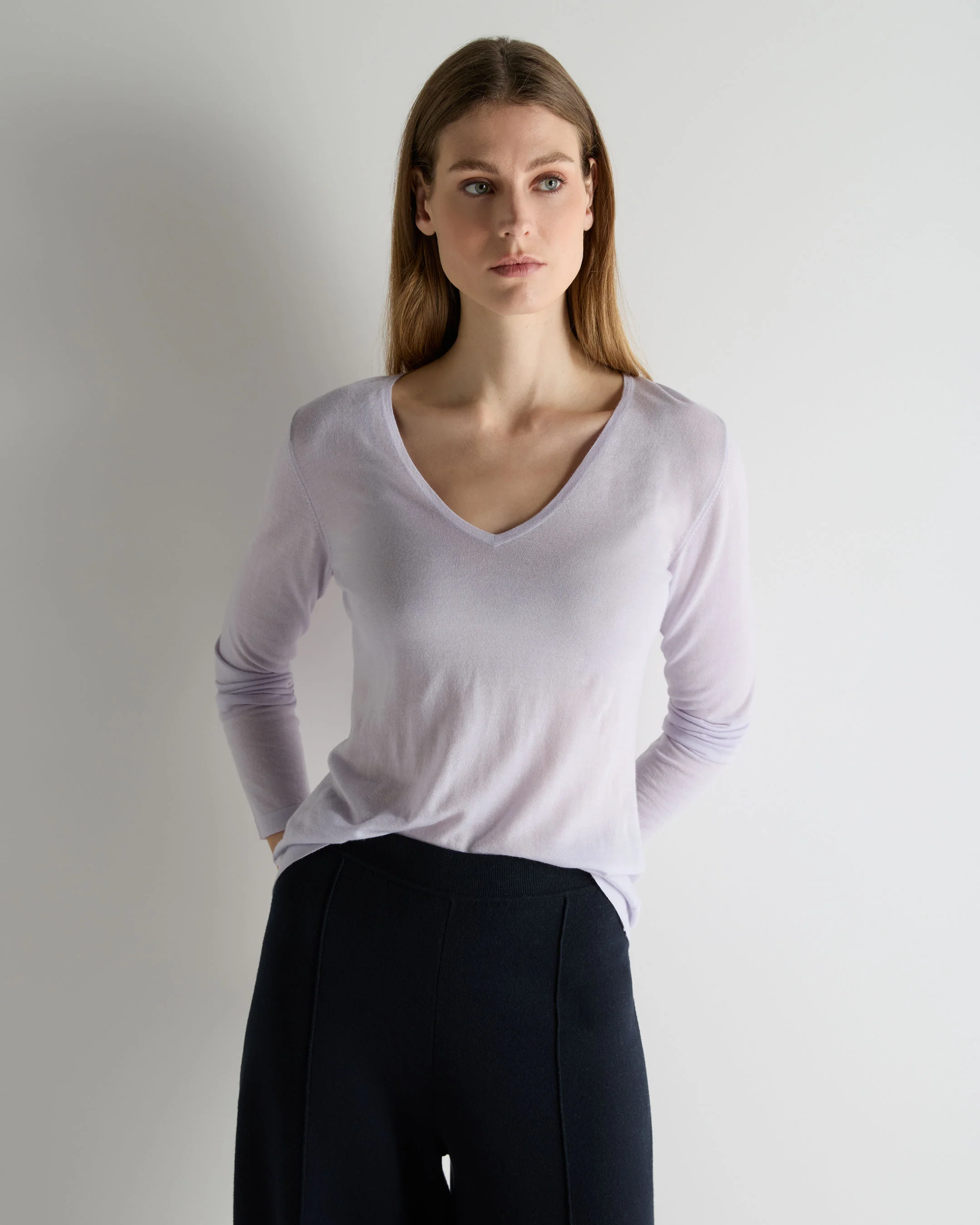 Women's Imogen Superfine Cashmere V Neck Jumper Lavender Purple