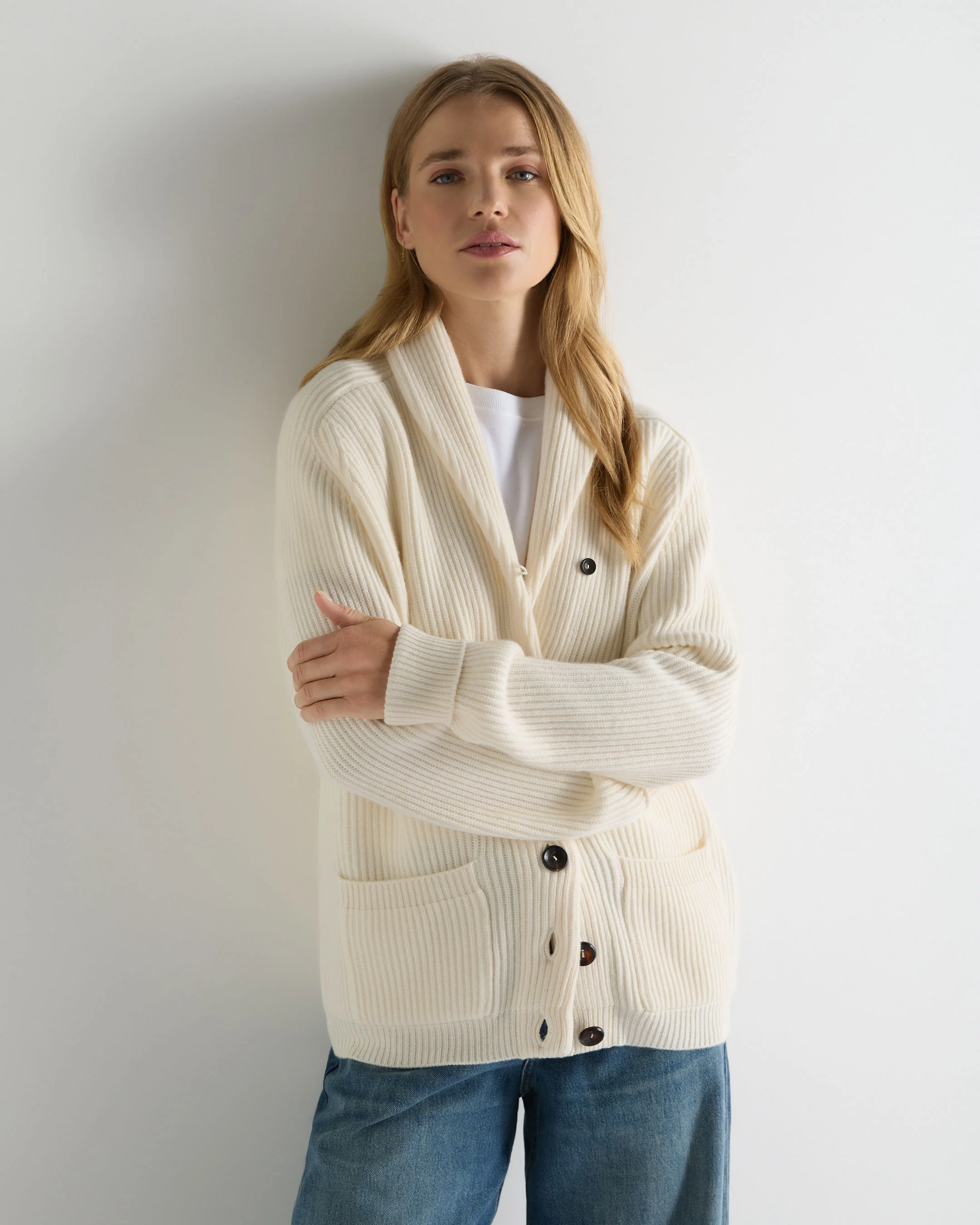 Women's Kensington Cashmere Cardigan New Ivory White