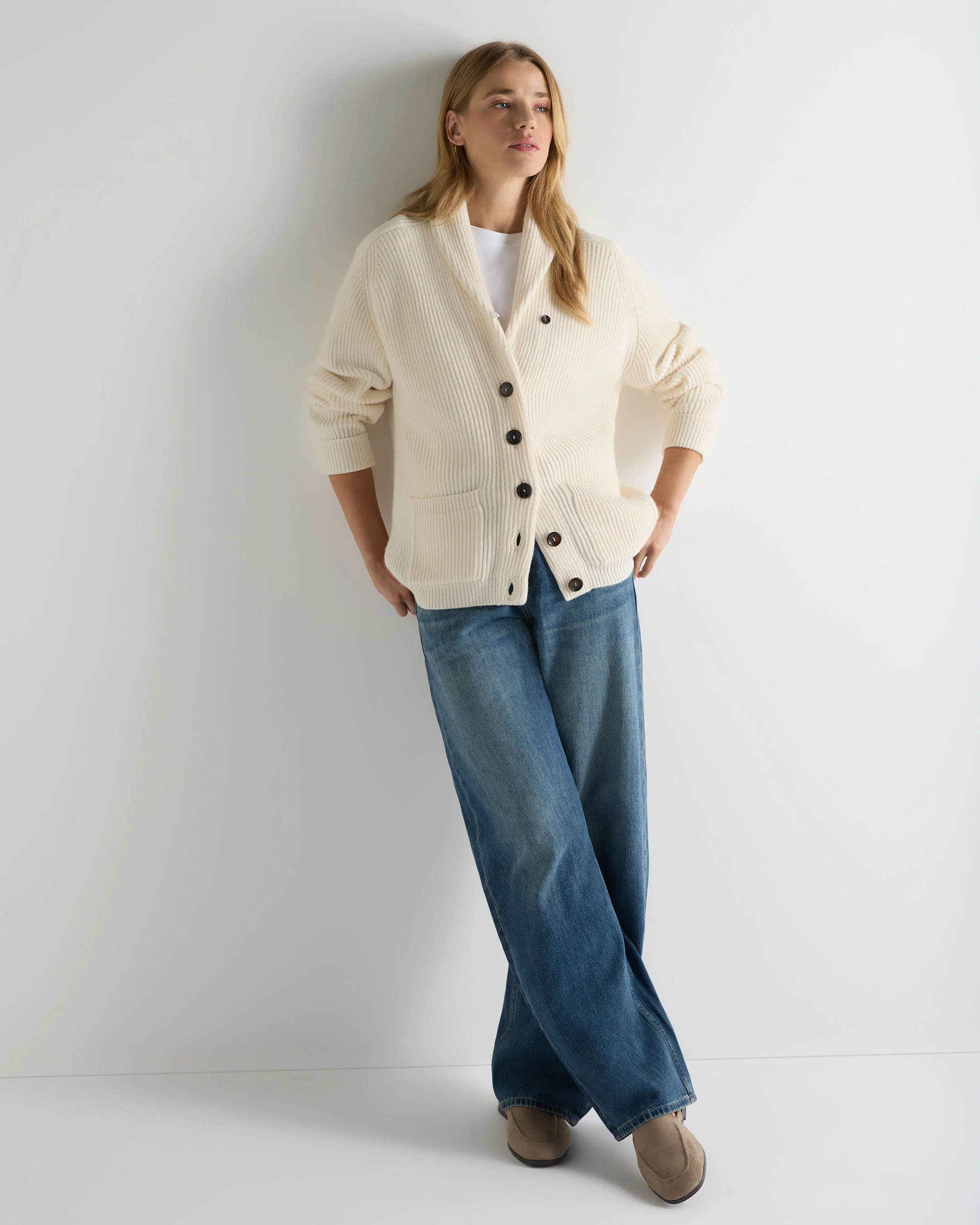 Women's Kensington Cashmere Cardigan New Ivory White - Image 3