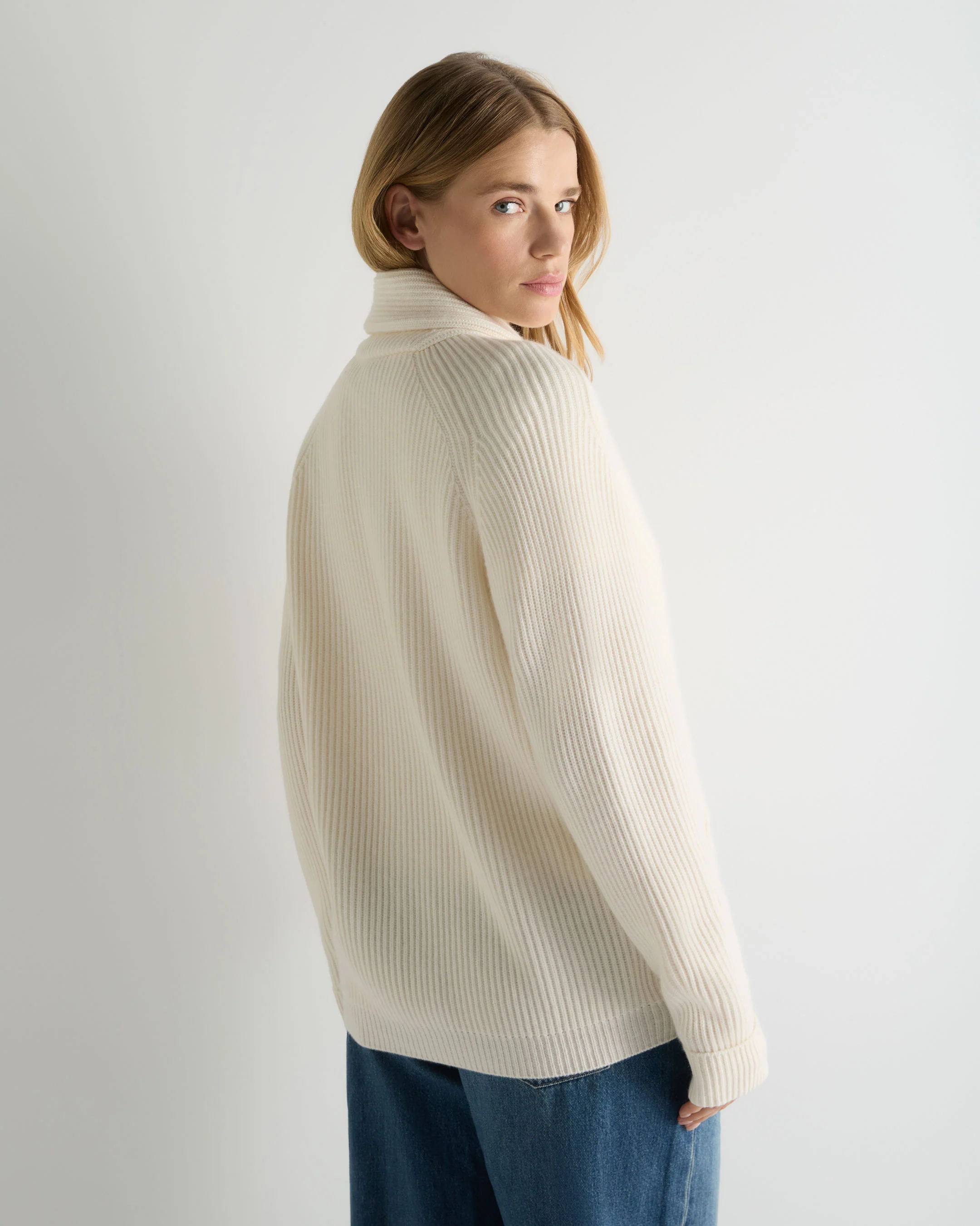 Women's Kensington Cashmere Cardigan New Ivory White - Image 4