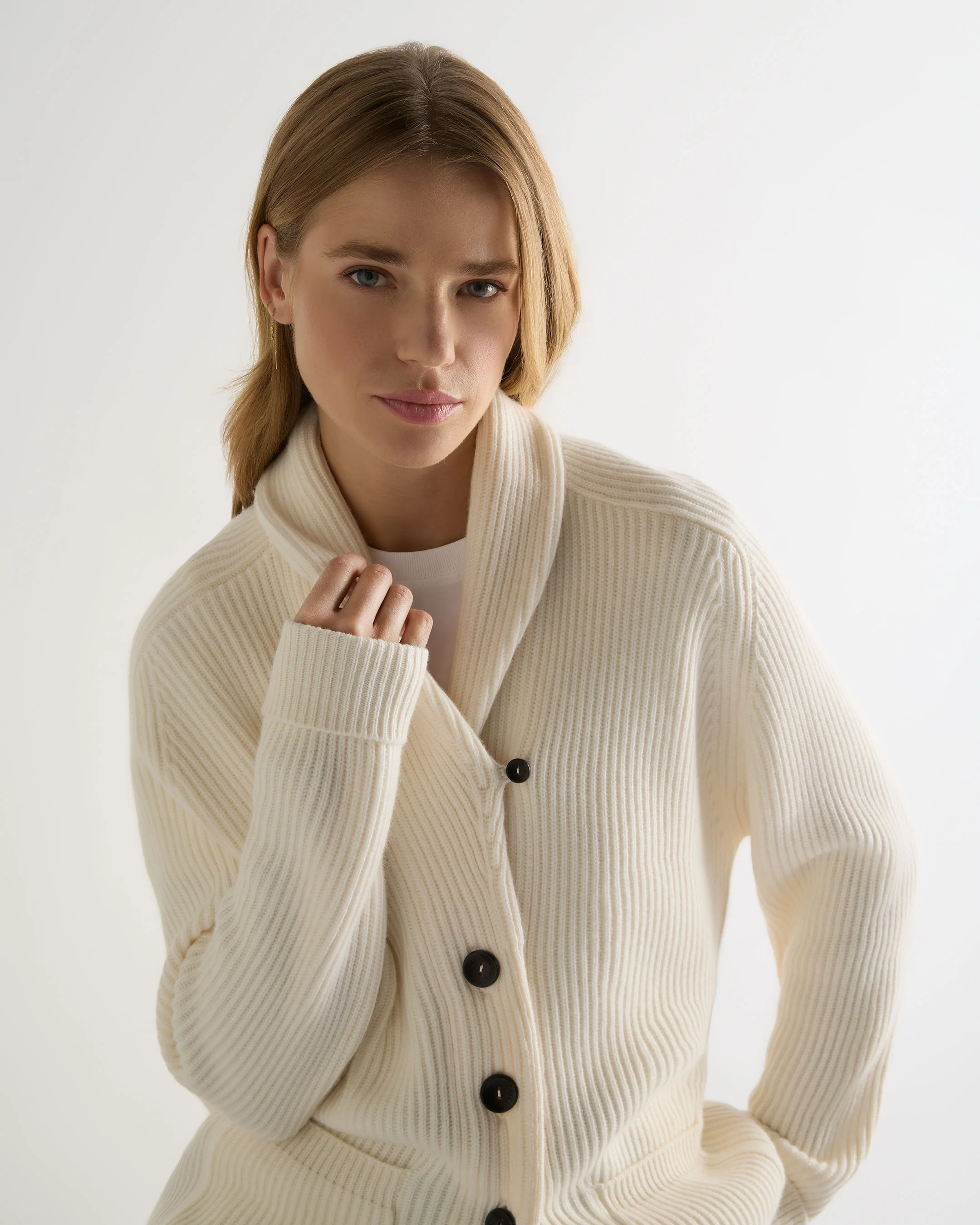 Women's Kensington Cashmere Cardigan New Ivory White - Image 5