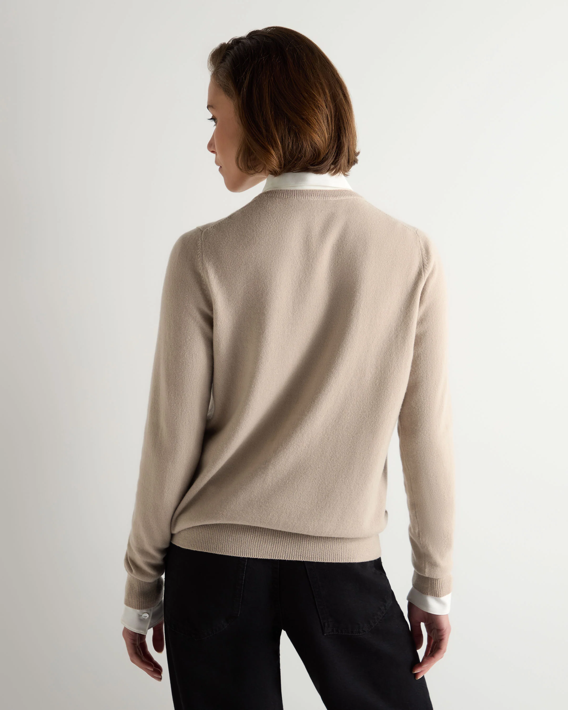 Women's Olivia Round Neck Cashmere Cardigan Cashew Brown - Image 4