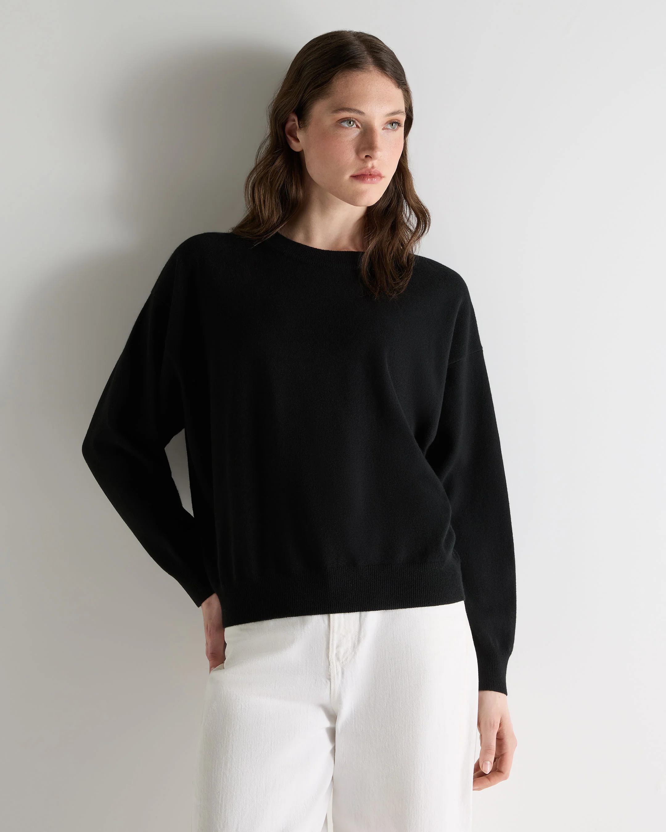 Women's Oversized Round Neck Cashmere Jumper Black