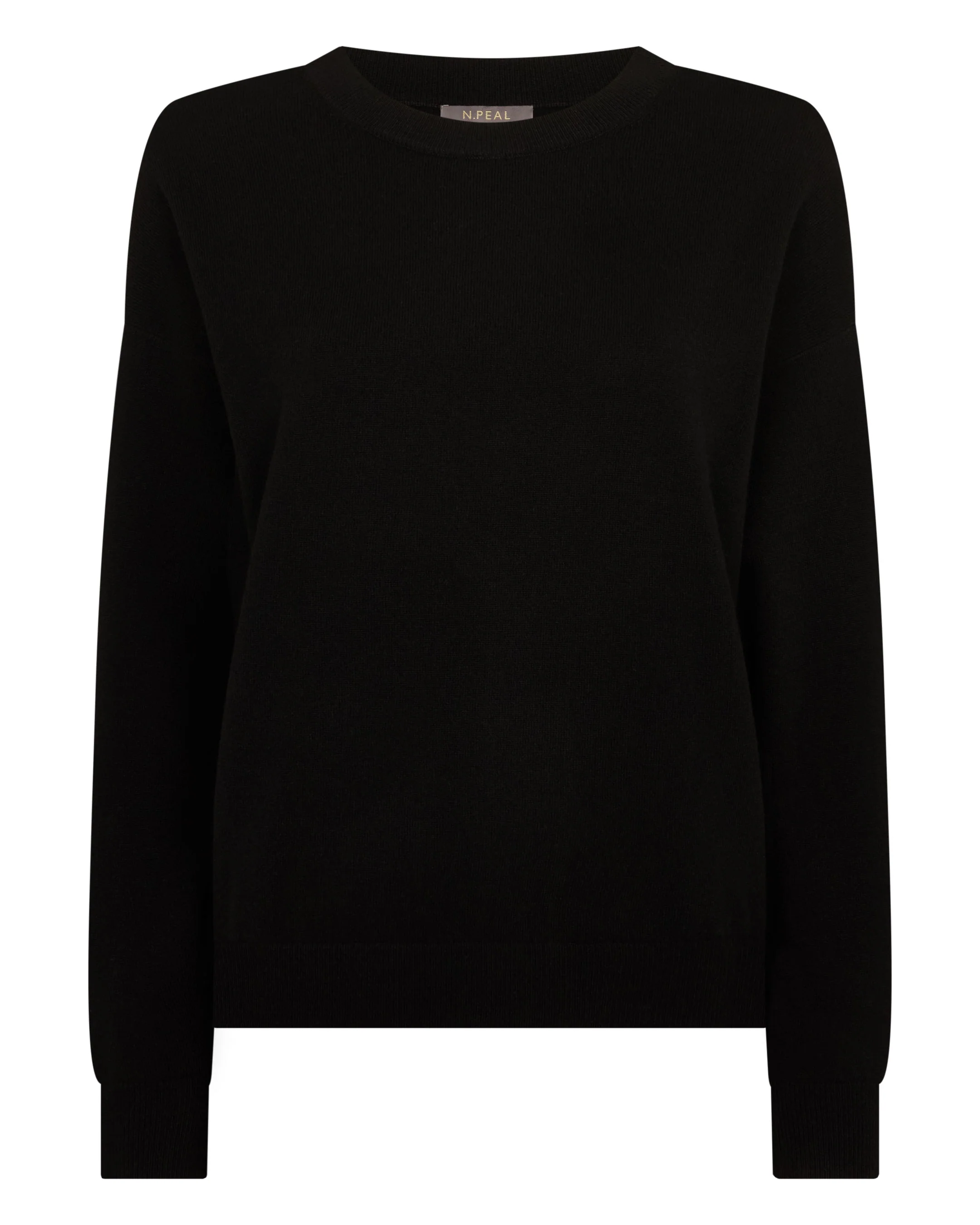 Women's Oversized Round Neck Cashmere Jumper Black - Image 2