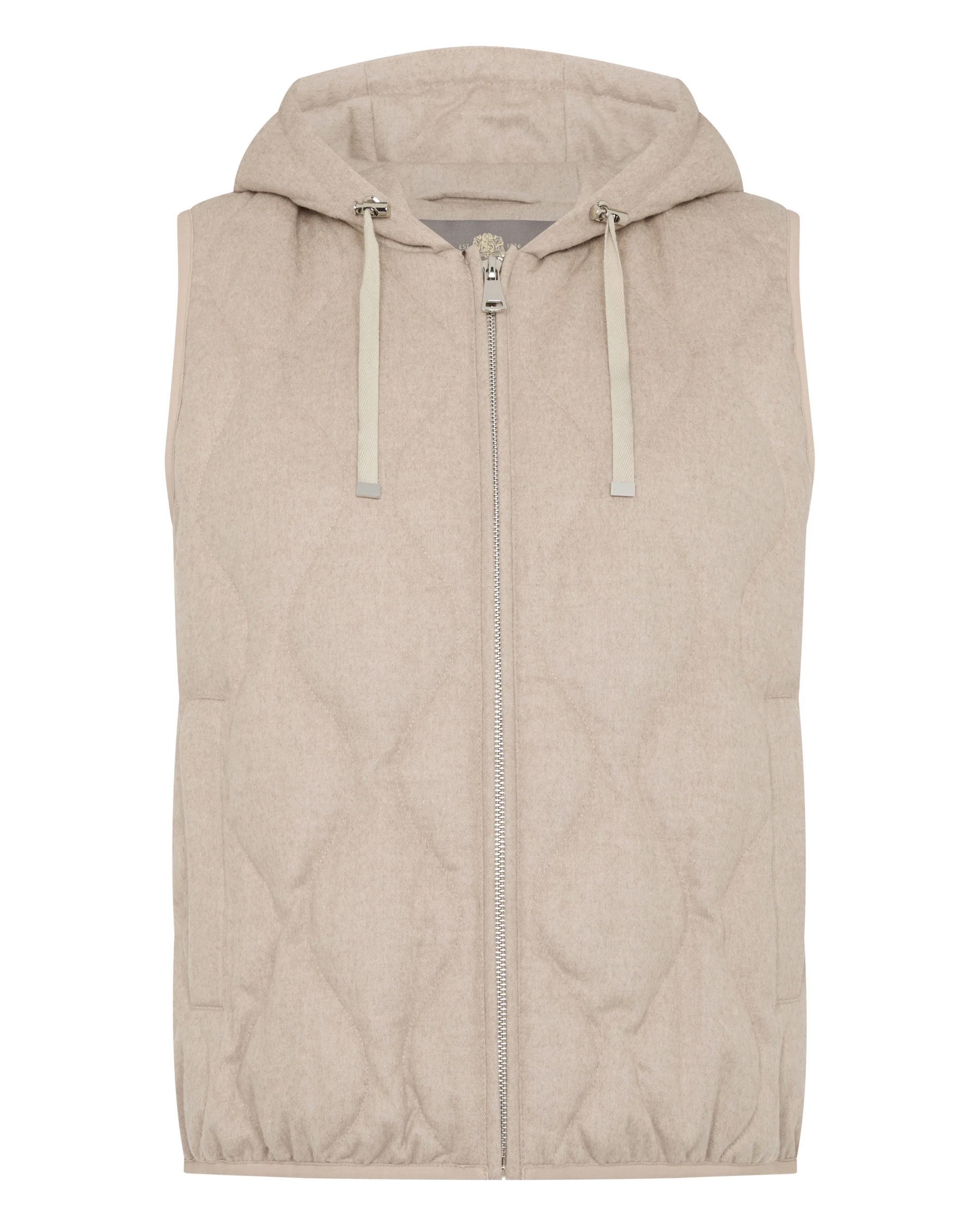 Women's Padded Gilet With Hood Beige Brown - Image 2
