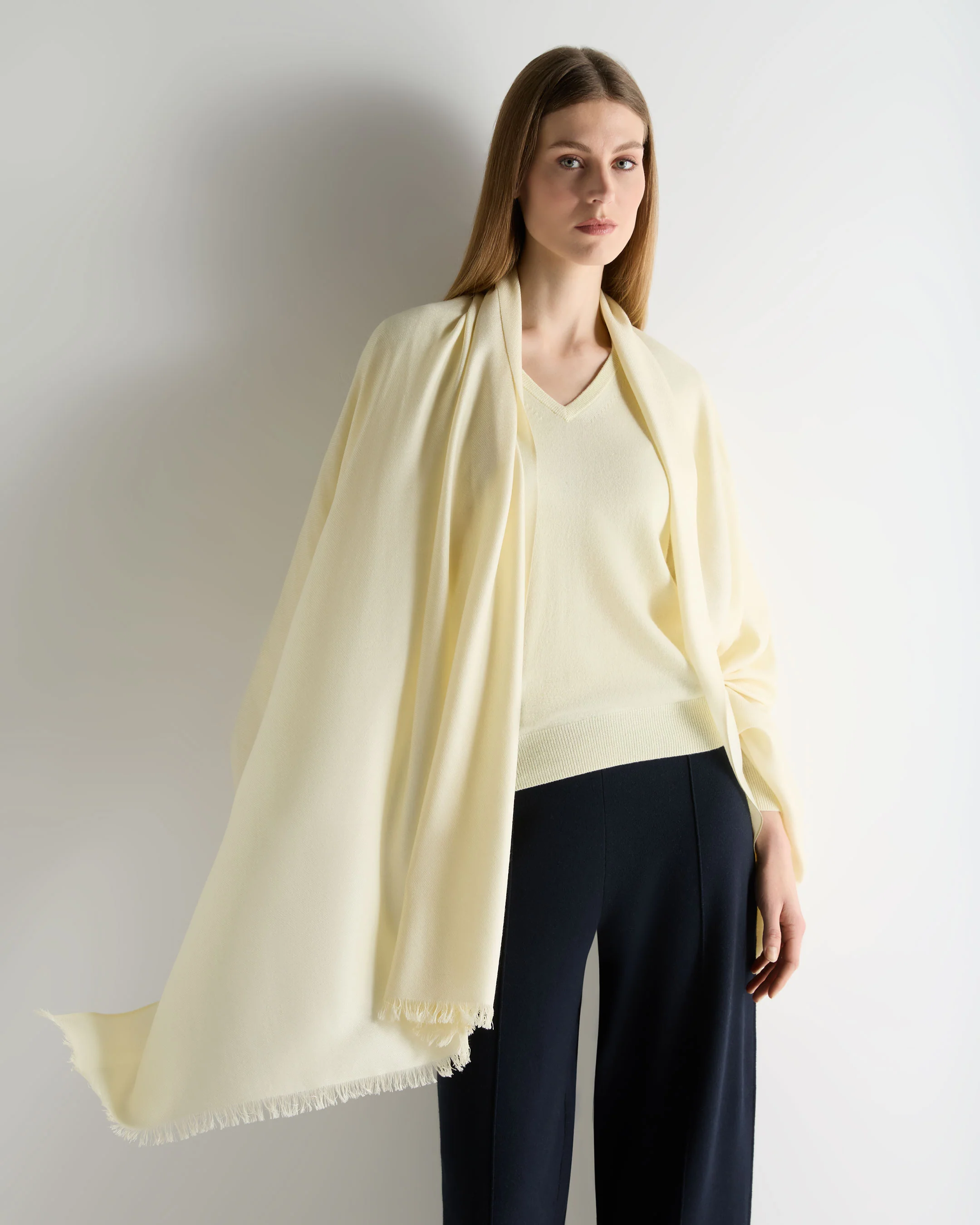 Women's Pashmina Cashmere Shawl Butter Yellow - Image 3