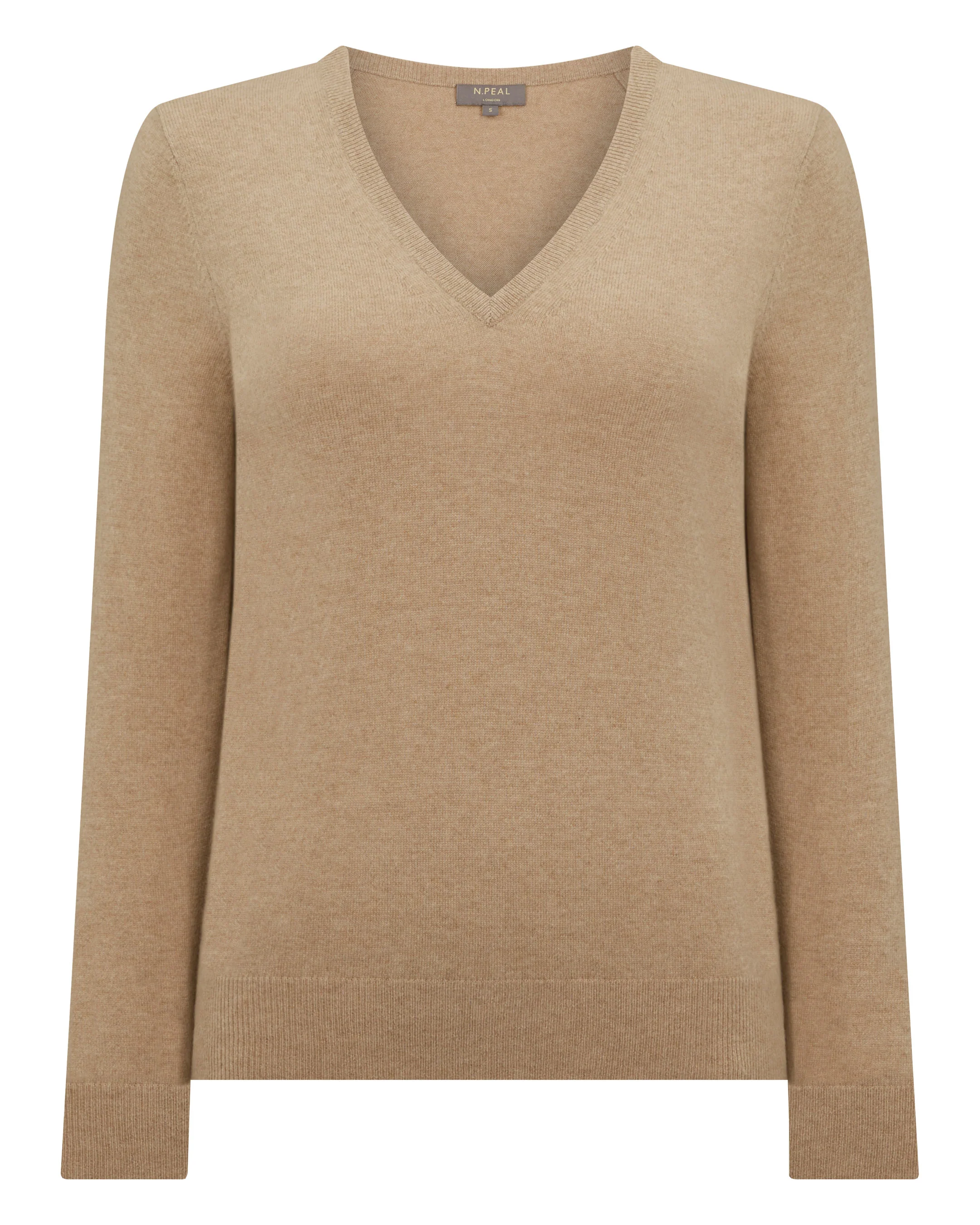 Women's Phoebe V Neck Cashmere Jumper Cappuccino Brown - Image 2