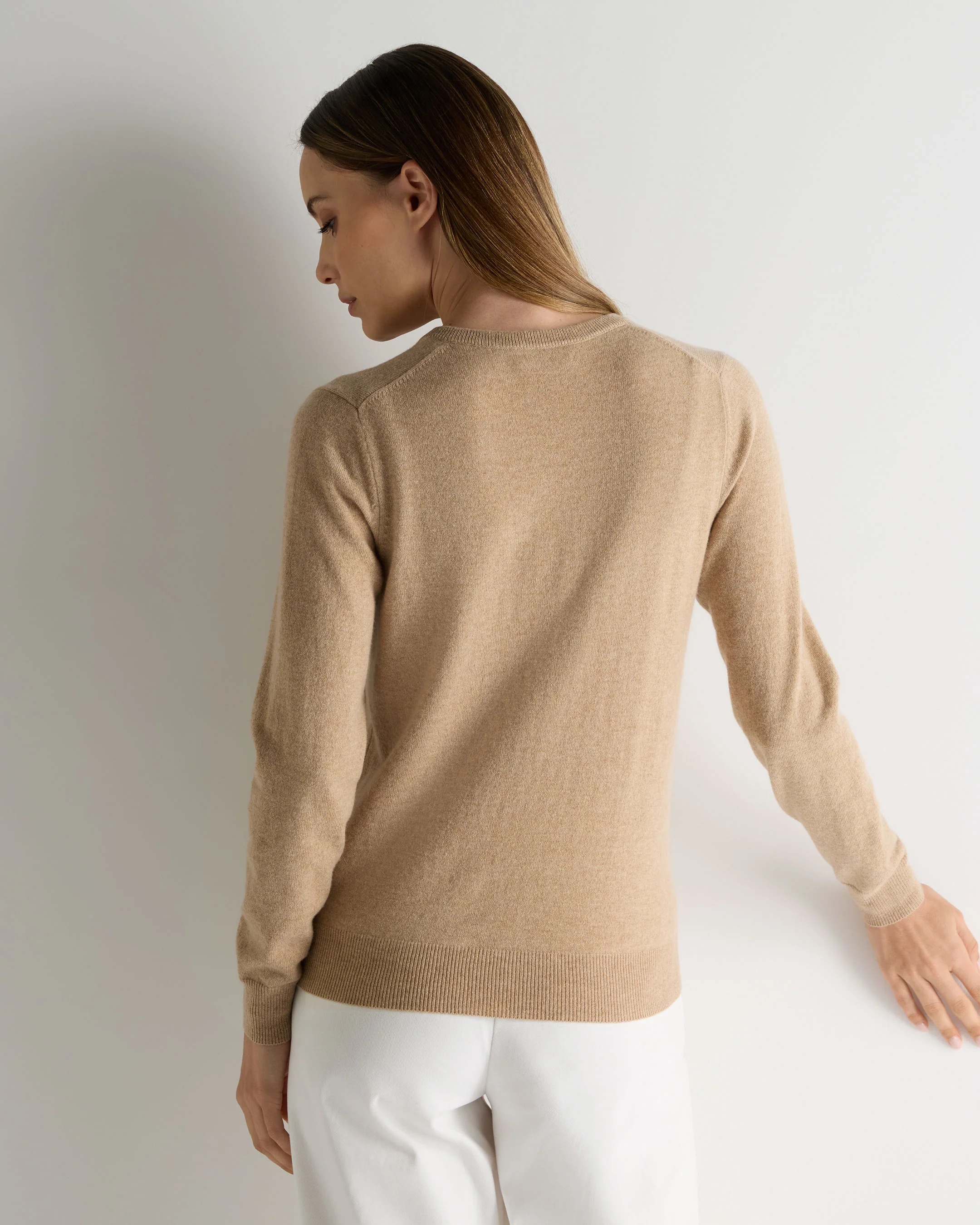 Women's Phoebe V Neck Cashmere Jumper Cappuccino Brown - Image 4