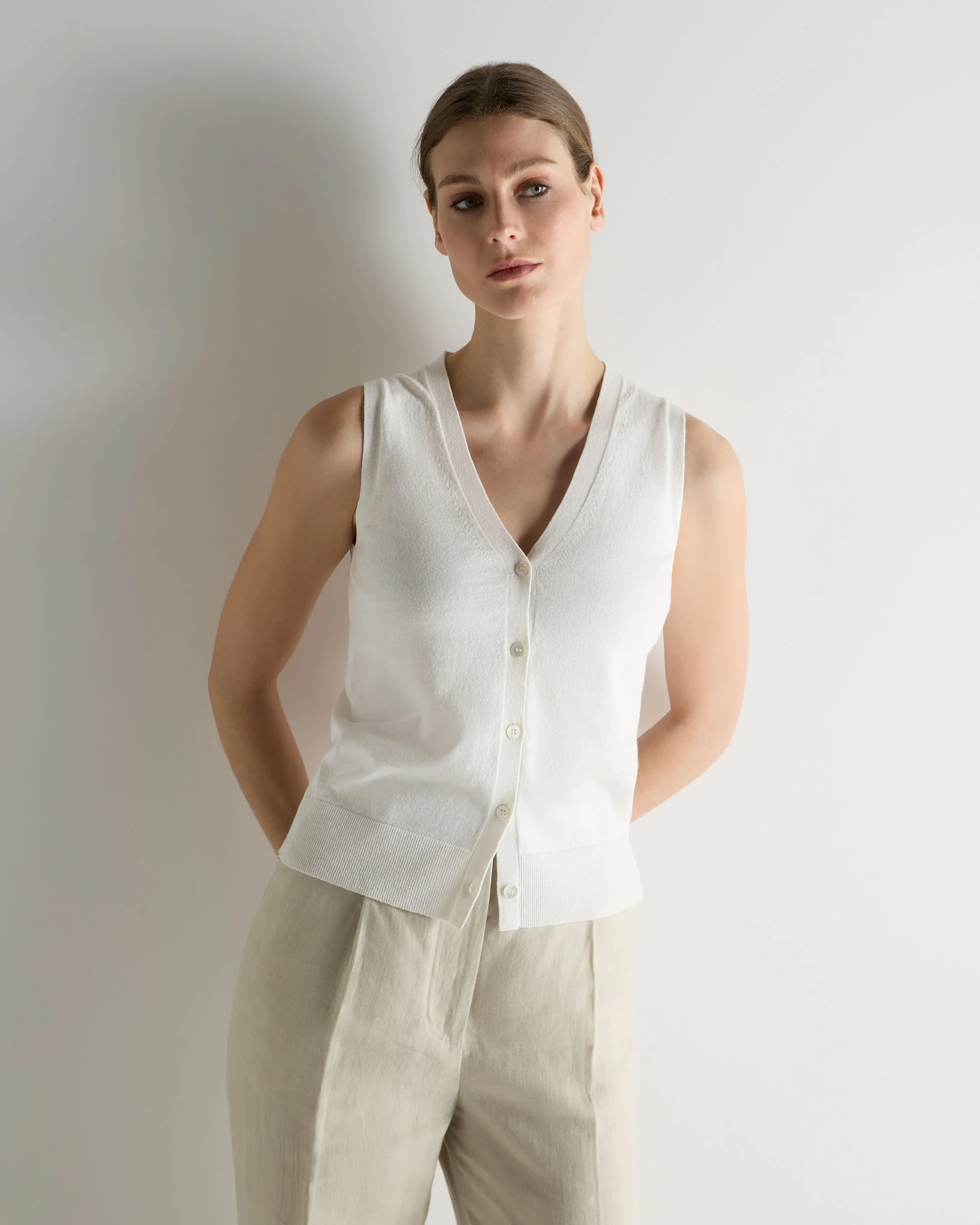 Women's Selene Linen Blend Tank White