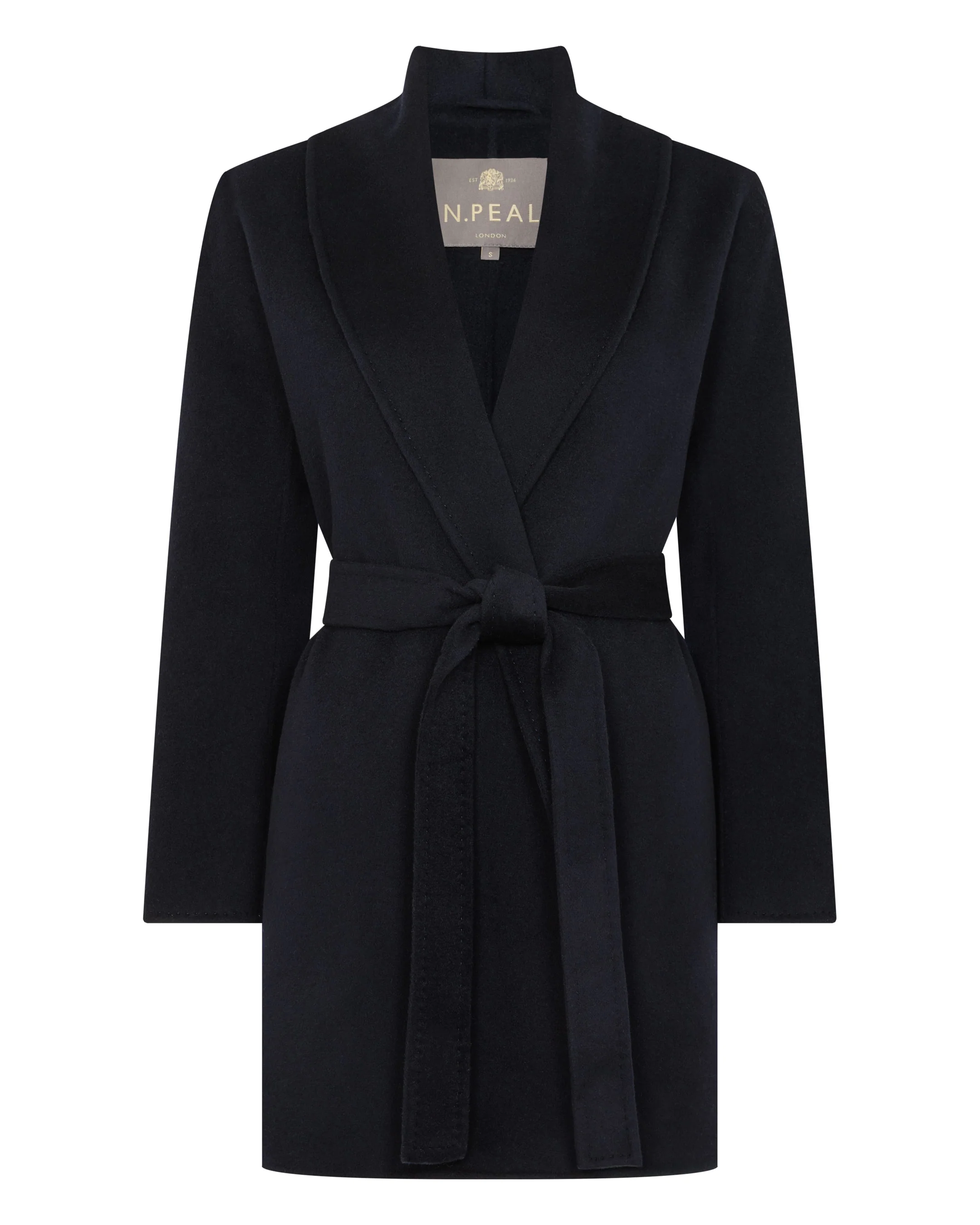 Women's Short Wool Cashmere Coat Dark Navy Blue - Image 2