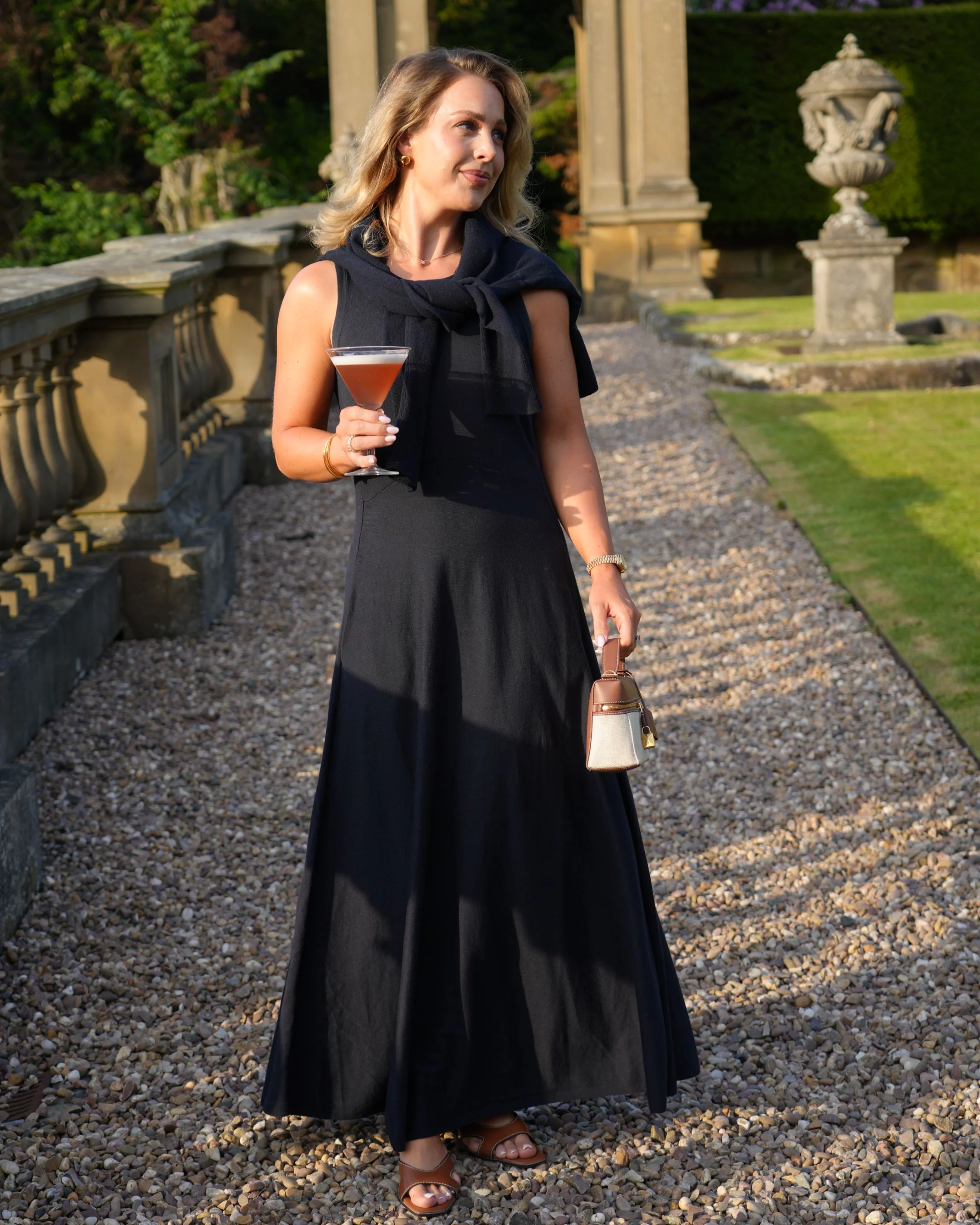 Women's Sleeveless Cotton Blend Maxi Dress Navy Blue - Image 7