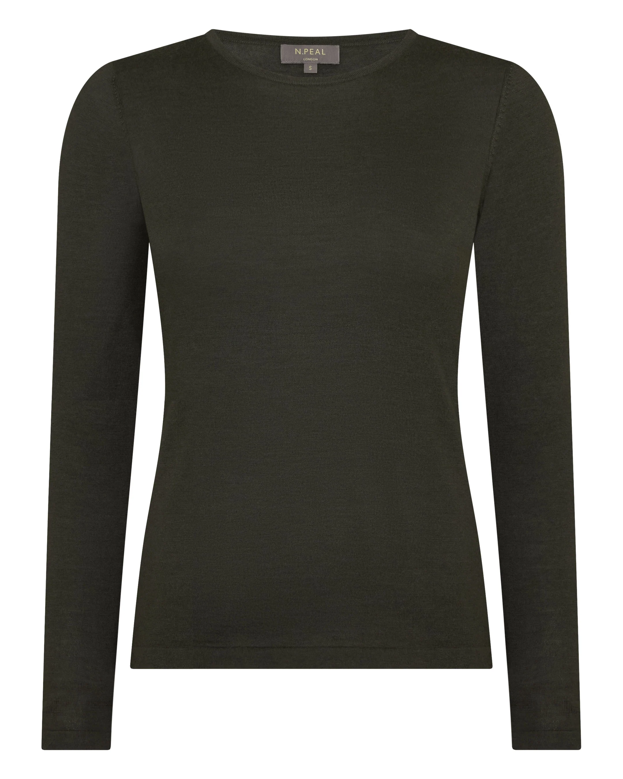 Women's Eden Superfine Cashmere Round Neck Top Arabica Khaki Green - Image 2
