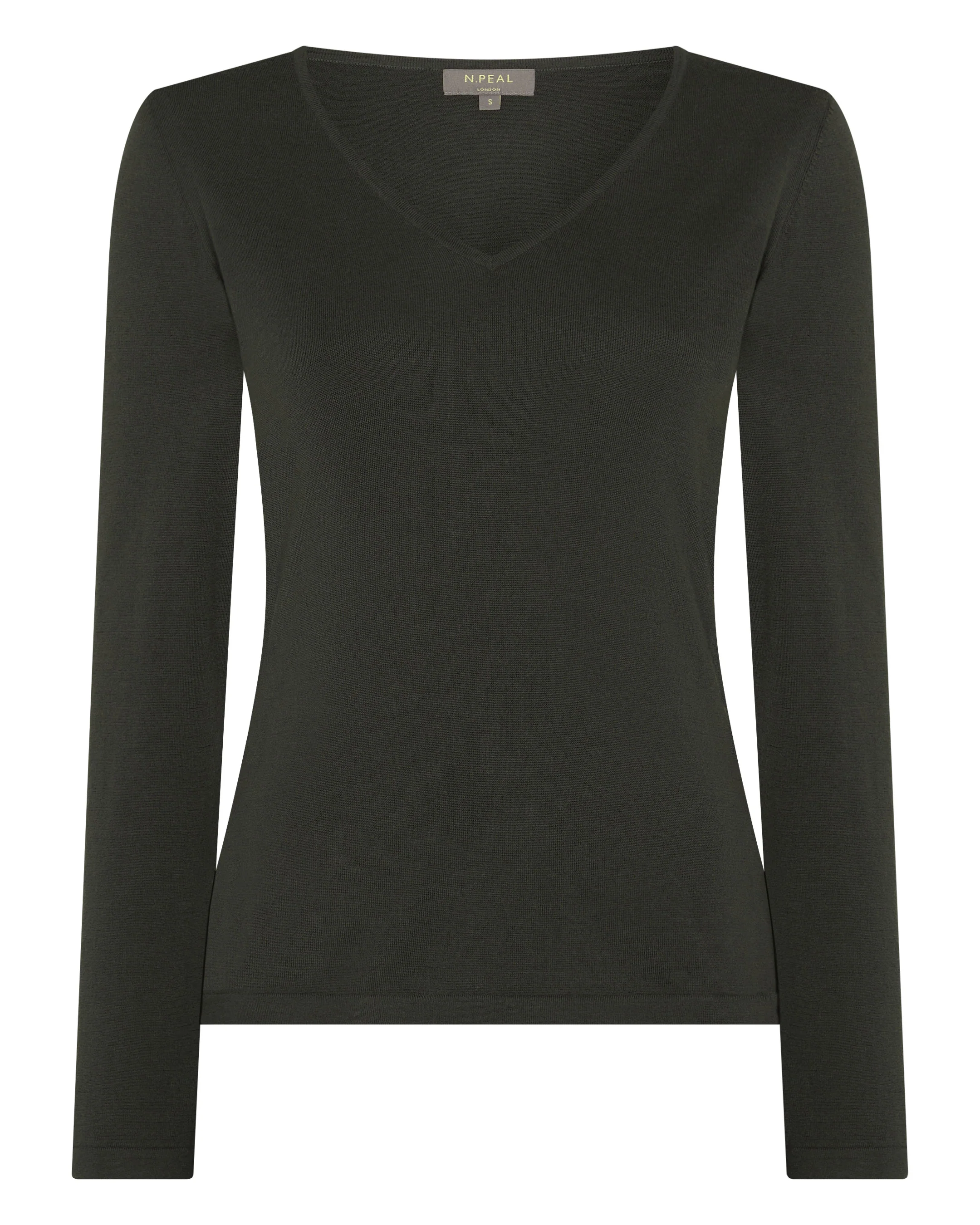Women's Imogen Superfine Cashmere V Neck Jumper Arabica Khaki Green - Image 2