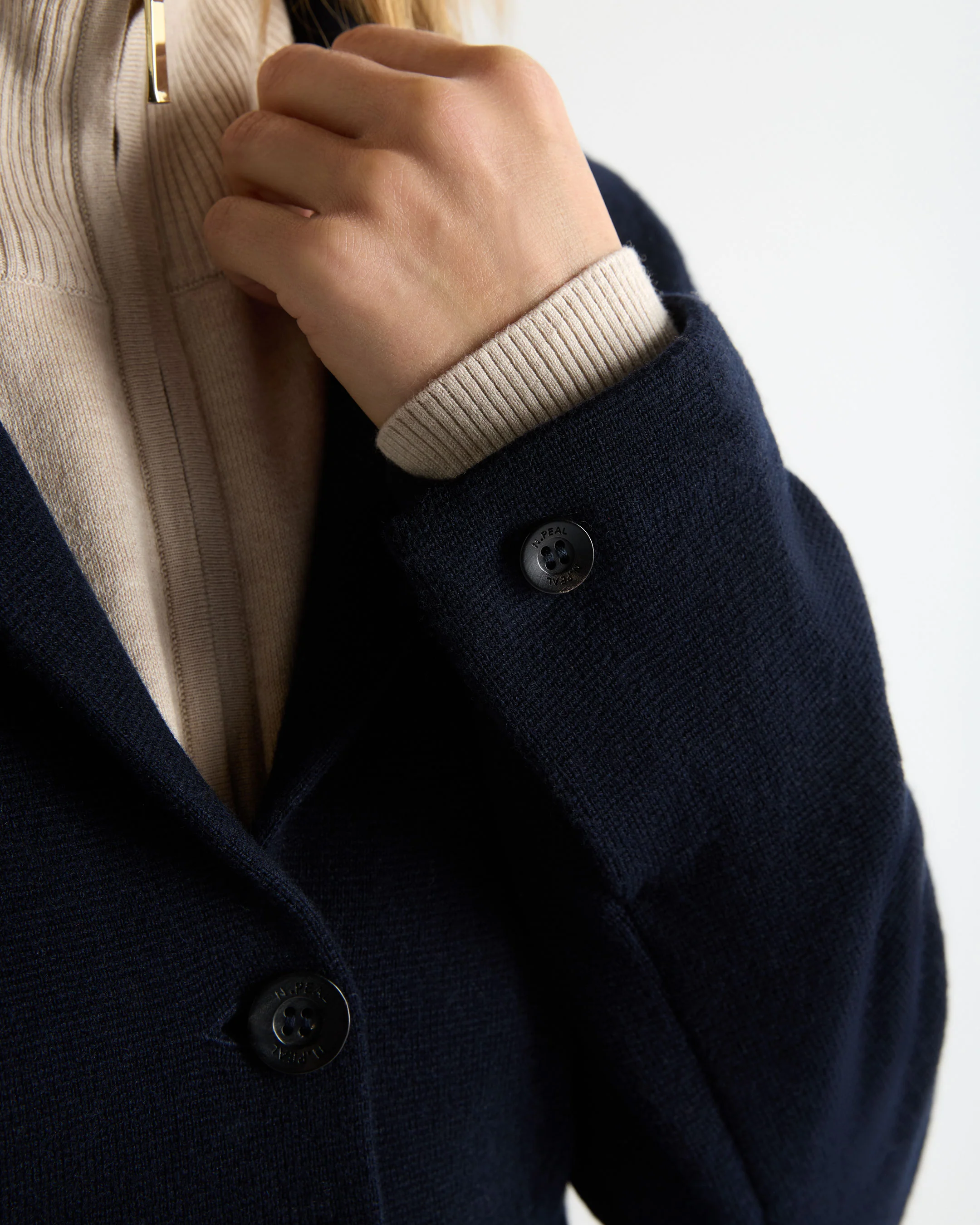 Women's Wool Cashmere Utility Blazer Navy Blue - Image 5